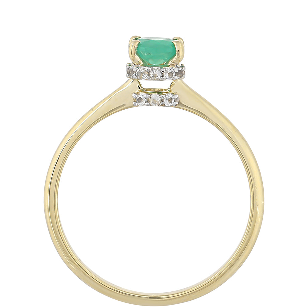 Inel din Aur de 9K ( 1.49 grame ) cu Smarald Brazilian și Topaz Alb 0.48 Carate 4 