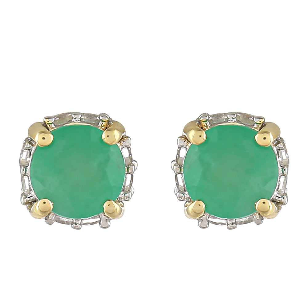 Cercei din Aur de 9K ( 0.85 grame ) cu Smarald Brazilian și Topaz Alb 0.84 Carate