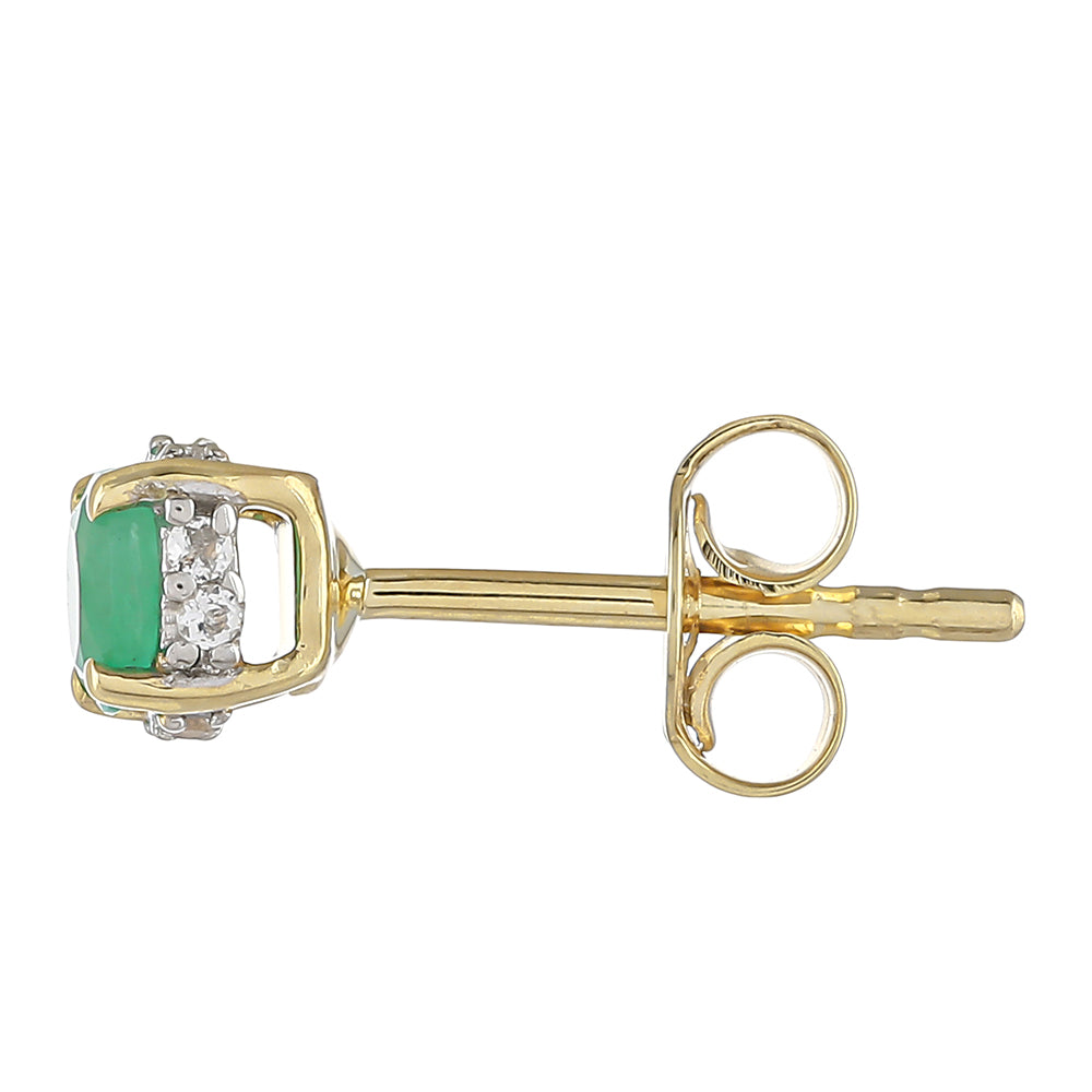 Cercei din Aur de 9K ( 0.85 grame ) cu Smarald Brazilian și Topaz Alb 0.84 Carate 2 