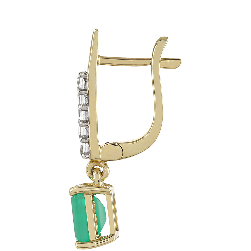 Cercei din Aur de 9K ( 2.1 grame ) cu Smarald Brazilian și Topaz Alb 1.4 Carate 2 