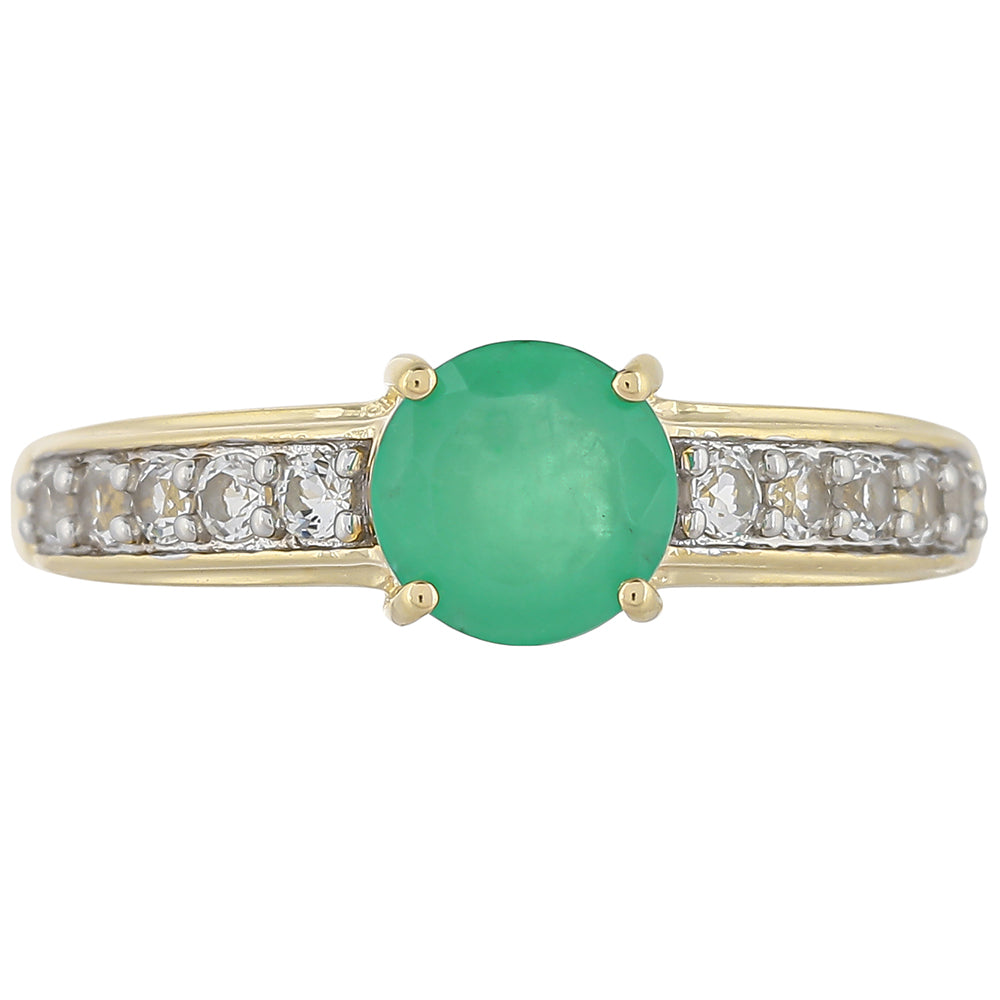 Inel din Aur de 9K ( 1.79 grame ) cu Smarald Brazilian și Topaz Alb 0.97 Carate 1 