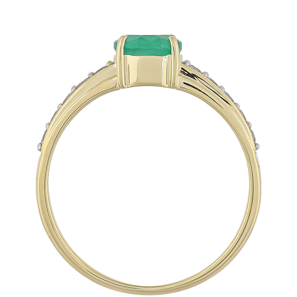 Inel din Aur de 9K ( 1.79 grame ) cu Smarald Brazilian și Topaz Alb 0.97 Carate 4 