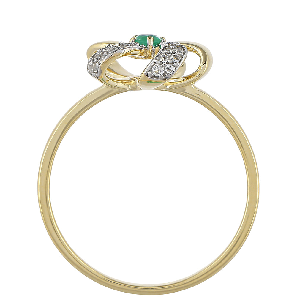 Inel din Aur de 9K ( 1.97 grame ) cu Smarald Brazilian și Topaz Alb 0.18 Carate 3 