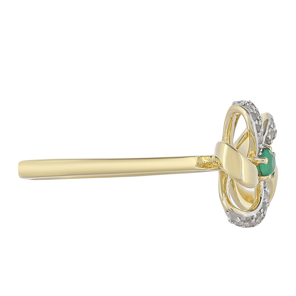 Inel din Aur de 9K ( 1.97 grame ) cu Smarald Brazilian și Topaz Alb 0.18 Carate 4 