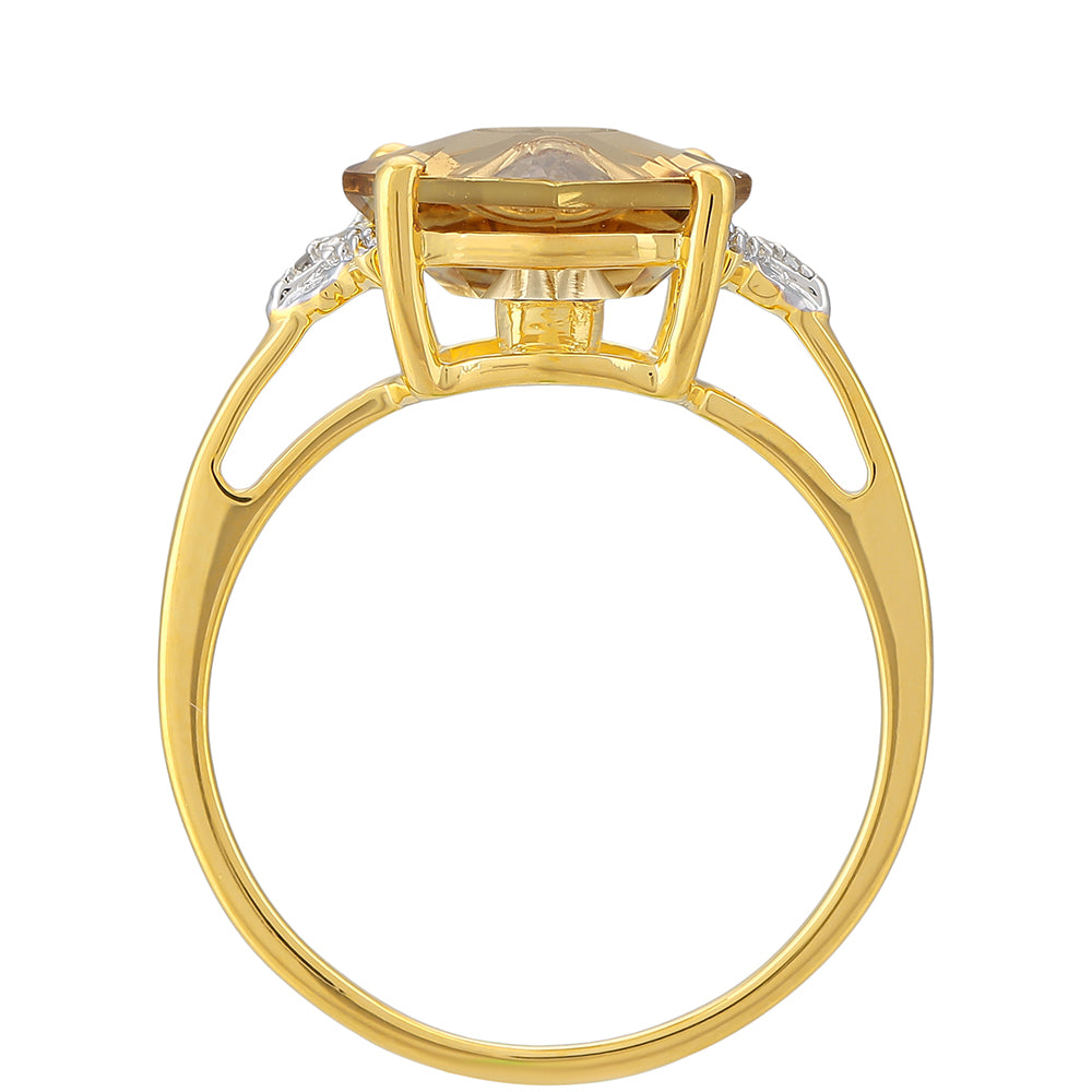 Inel din Argint 925 Placat cu Aur ( 1.98 grame ) cu Tanzanit și Cuarț de culoarea Șampaniei 2.86 Carate 4 