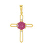Cruce Pandantiv din Argint 925 Placat cu Aur ( 2.08 grame ) cu Rubin Thailandez și Topaz Alb 2.37 Carate