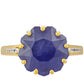 Inel din Argint 925 Placat cu Aur ( 2.68 grame ) cu Safir Albastru Thailandez și Topaz Alb 8.86 Carate