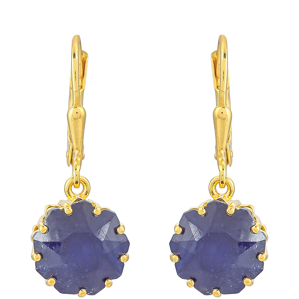 Cercei din Argint 925 Placat cu Aur ( 2.06 grame ) cu Safir Albastru Thailandez 10.35 Carate 1 