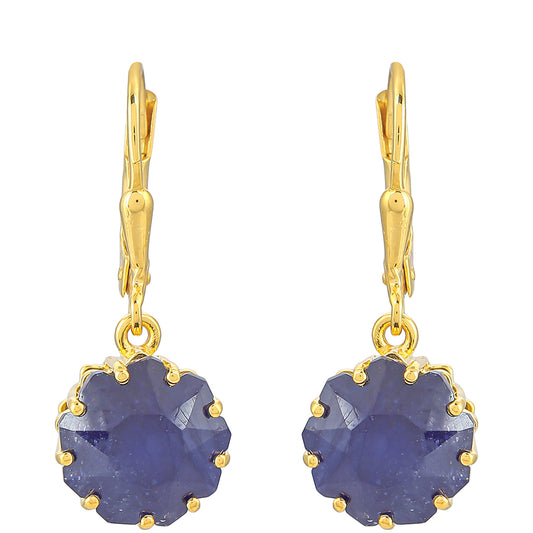 Cercei din Argint 925 Placat cu Aur ( 2.06 grame ) cu Safir Albastru Thailandez 10.35 Carate