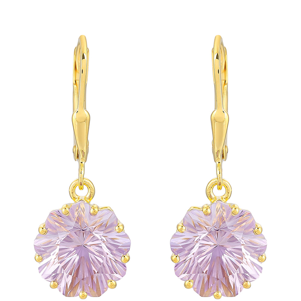 Cercei din Argint 925 Placat cu Aur ( 2.06 grame ) cu Ametist Rose de France 7.19 Carate 1 