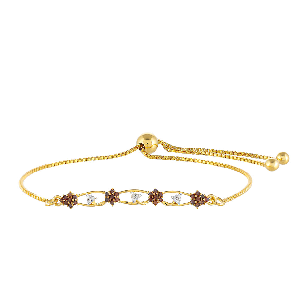 Brățară din Argint 925 Placat cu Aur ( 2.98 grame ) cu Diamant Roșu și Diamant Alb 0.26 Carate 1 