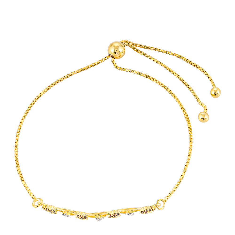 Brățară din Argint 925 Placat cu Aur ( 2.98 grame ) cu Diamant Roșu și Diamant Alb 0.26 Carate 2 