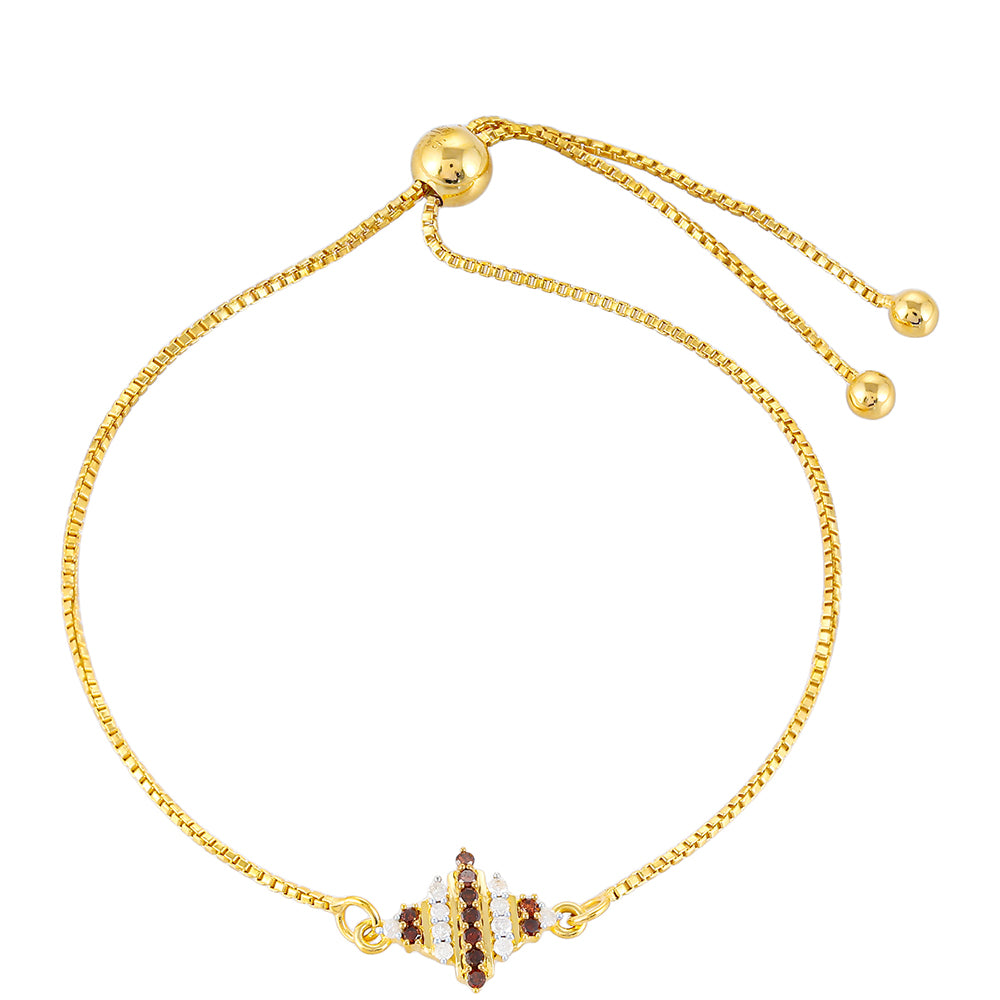 Brățară din Argint 925 Placat cu Aur ( 2.95 grame ) cu Diamant Roșu și Diamant Alb 0.23 Carate 1 