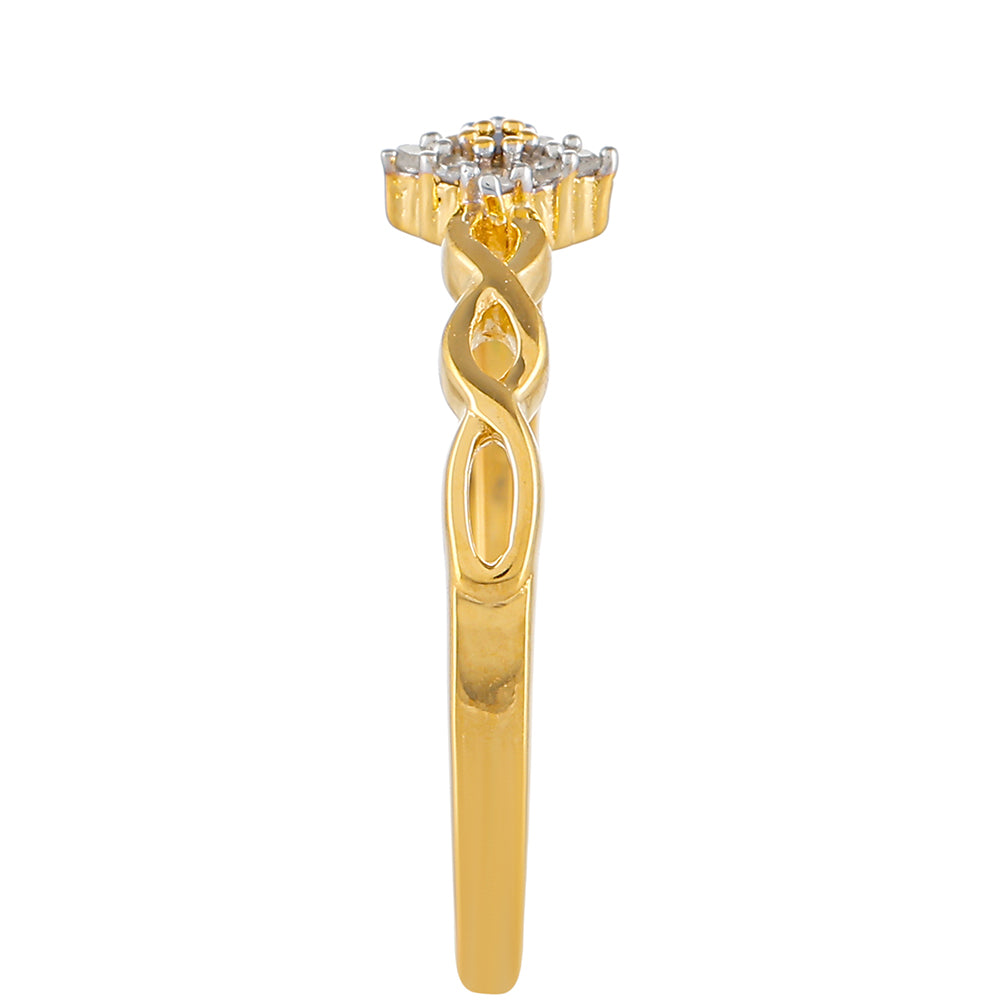 Inel din Argint 925 Placat cu Aur ( 1.57 grame ) cu Diamant Roșu și Diamant Alb 0.05 Carate 3 