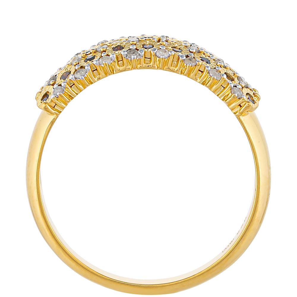 Inel din Argint 925 Placat cu Aur ( 3.09 grame ) cu Diamant Roșu și Diamant Alb 0.32 Carate 4 