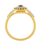 Inel din Argint 925 Placat cu Aur ( 2.43 grame ) cu Diamant Roșu și Diamant Alb 0.51 Carate
