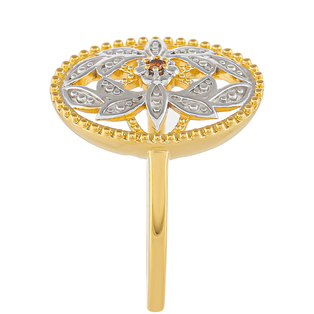 Inel din Argint 925 Placat cu Aur ( 3.17 grame ) cu Diamant Roșu 0.01 Carate 3 