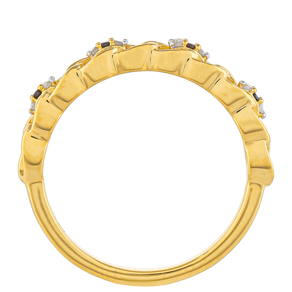 Inel din Argint 925 Placat cu Aur ( 1.79 grame ) cu Diamant Roșu și Diamant Alb 0.06 Carate 4 