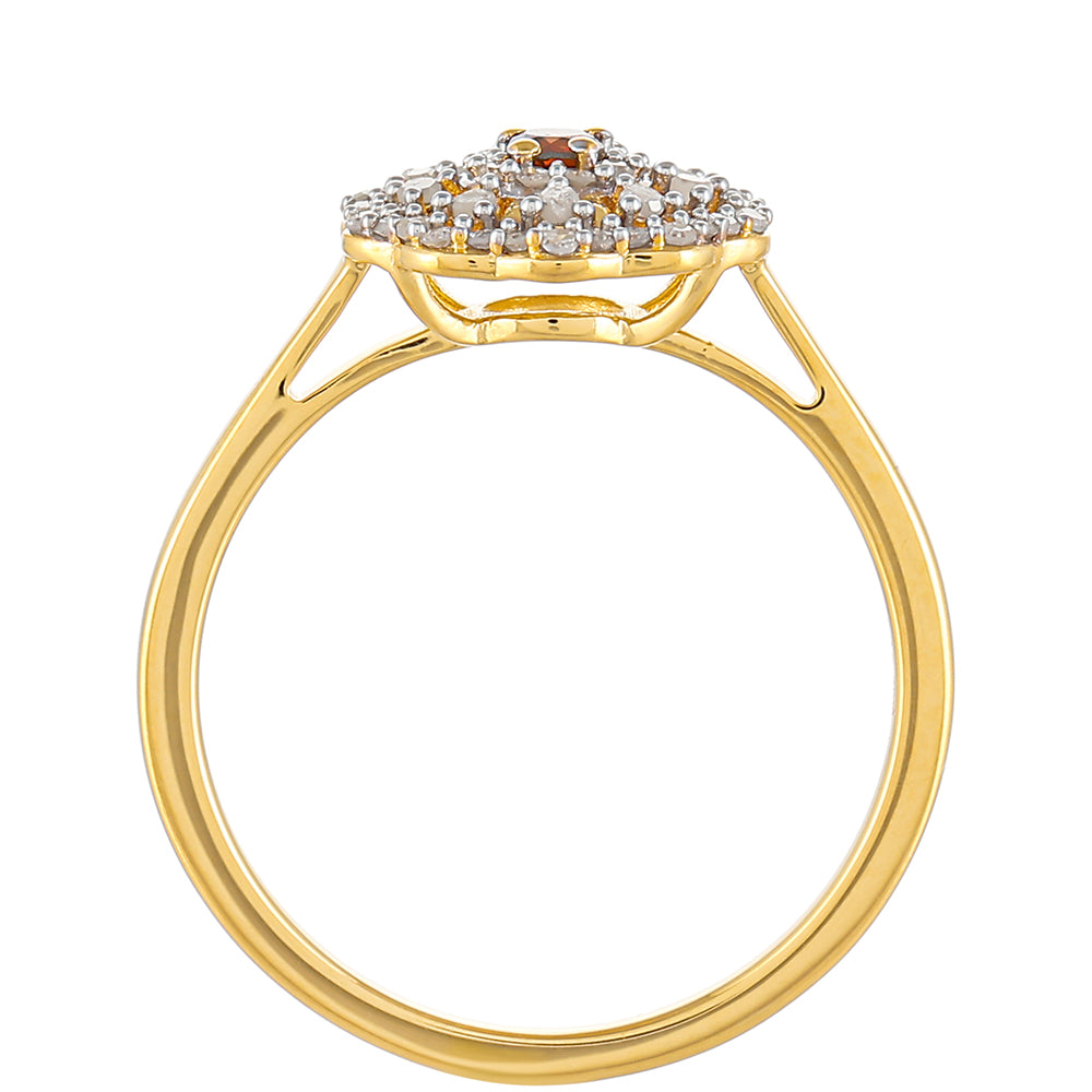 Inel din Argint 925 Placat cu Aur ( 1.95 grame ) cu Diamant Roșu și Diamant Alb 0.33 Carate 4 
