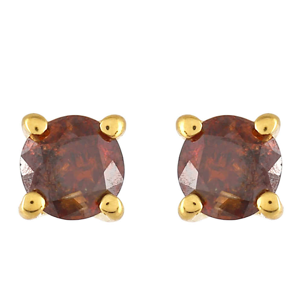 Cercei din Argint 925 Placat cu Aur ( 0.68 grame ) cu Diamant Roșu 0.24 Carate