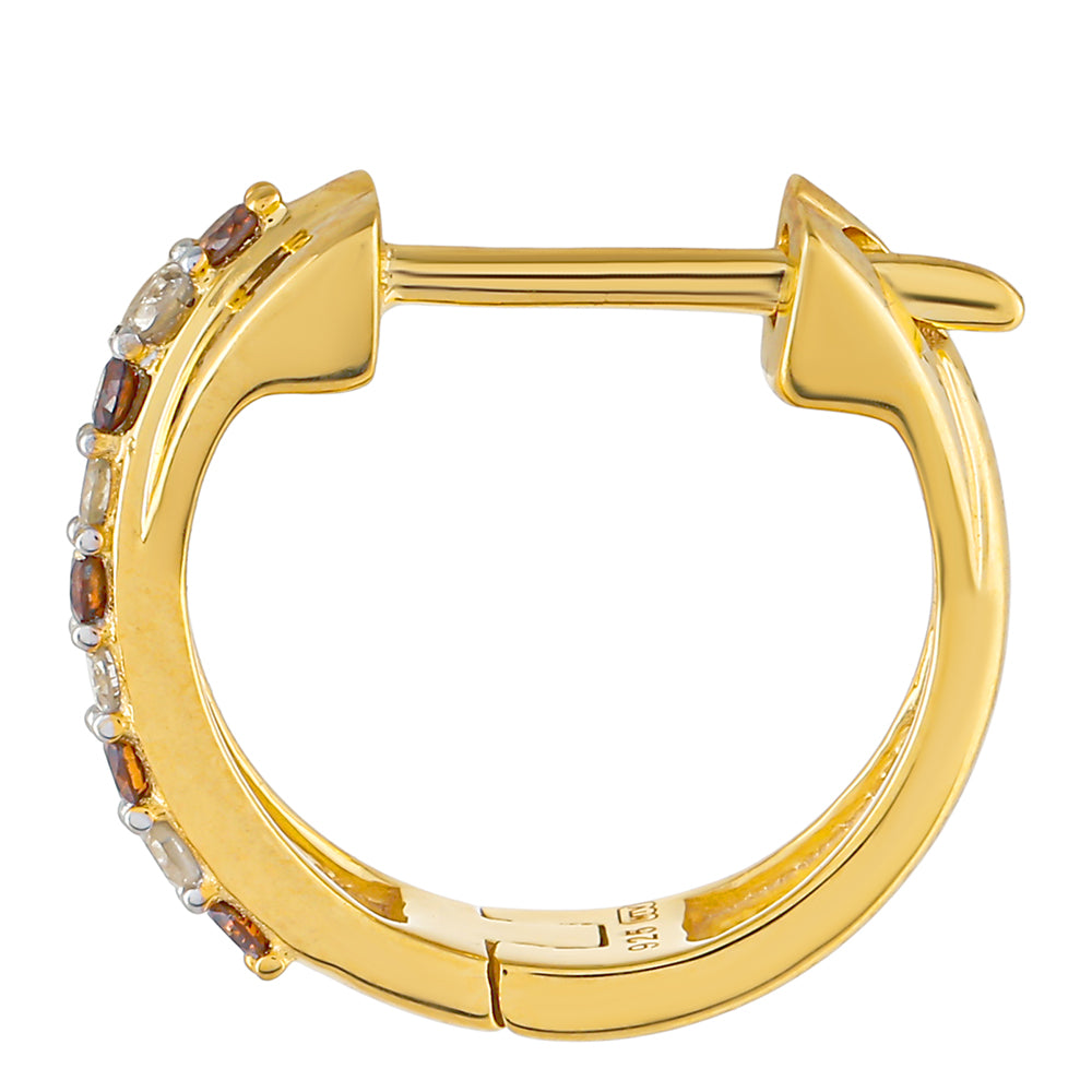 Cercei din Argint 925 Placat cu Aur ( 2.6 grame ) cu Diamant Roșu și Diamant Alb 0.28 Carate 2 