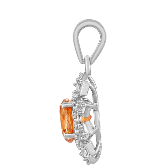 Pandantiv din Argint 925 ( 2.36 grame ) cu Cuarț Padparadscha și Topaz Alb 1.96 Carate