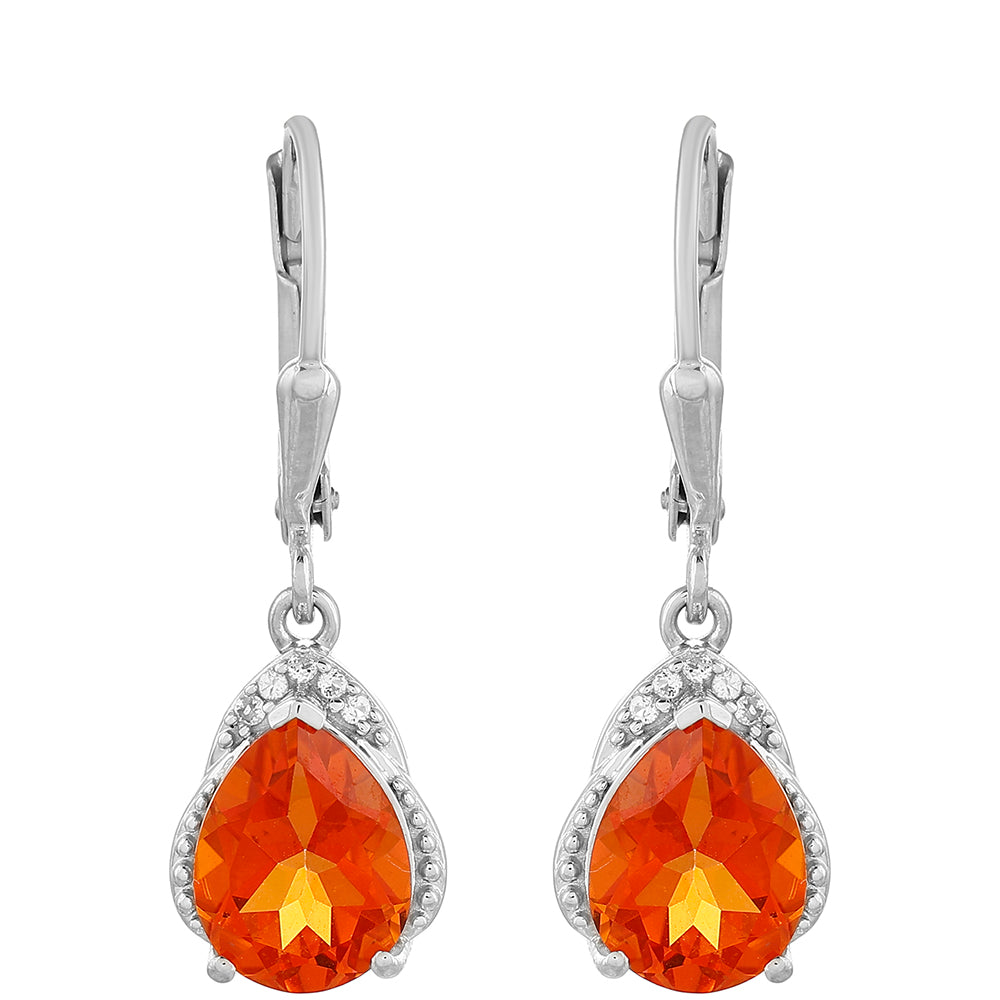 Cercei din Argint 925 ( 2.19 grame ) cu Cuarț Padparadscha și Topaz Alb 3.34 Carate 1 