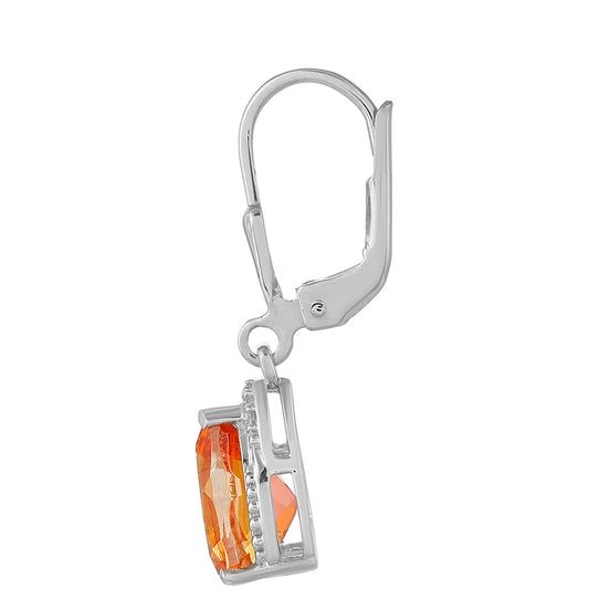 Cercei din Argint 925 ( 2.19 grame ) cu Cuarț Padparadscha și Topaz Alb 3.34 Carate