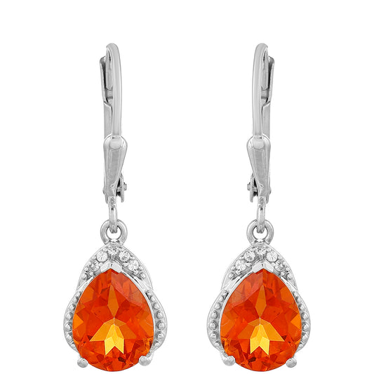 Cercei din Argint 925 ( 2.19 grame ) cu Cuarț Padparadscha și Topaz Alb 3.34 Carate