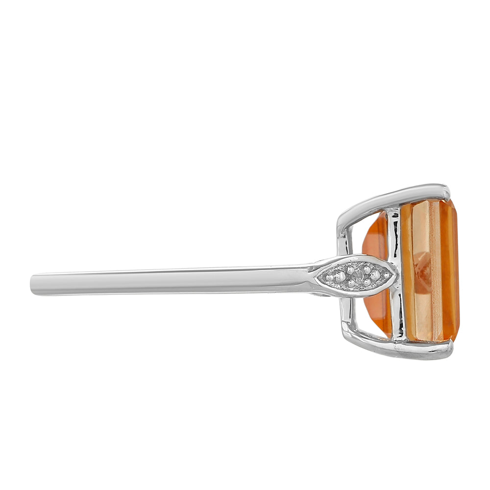 Inel din Argint 925 ( 1.81 grame ) cu Cuarț Padparadscha și Topaz Alb 3.6 Carate