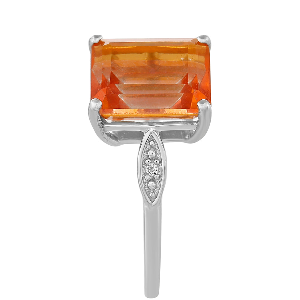 Inel din Argint 925 ( 1.81 grame ) cu Cuarț Padparadscha și Topaz Alb 3.6 Carate