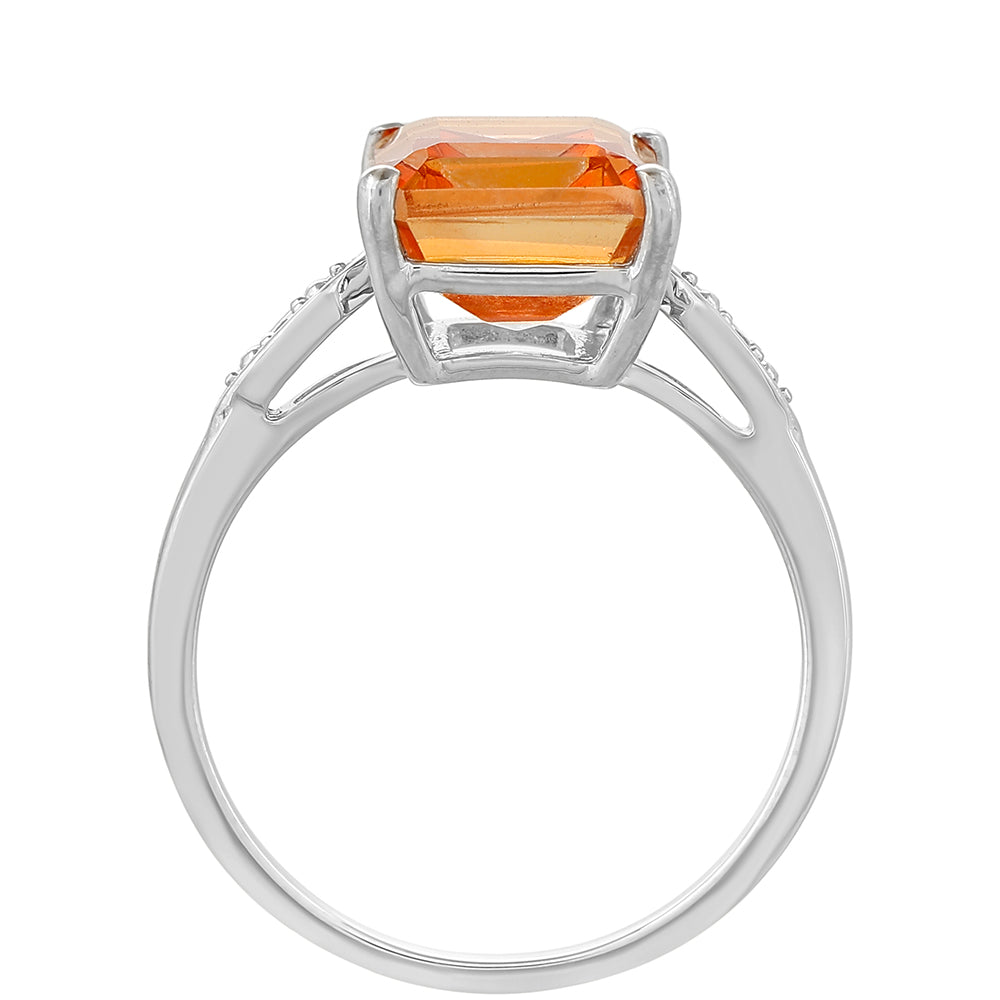 Inel din Argint 925 ( 1.81 grame ) cu Cuarț Padparadscha și Topaz Alb 3.6 Carate 4 