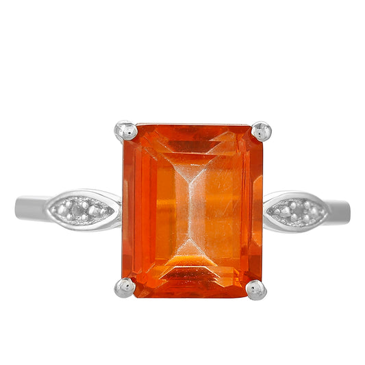 Inel din Argint 925 ( 1.81 grame ) cu Cuarț Padparadscha și Topaz Alb 3.6 Carate