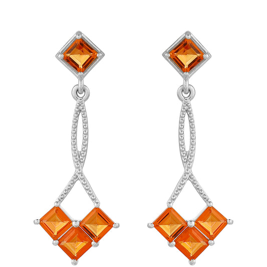 Cercei din Argint 925 ( 3.3 grame ) cu Cuarț Padparadscha 2.62 Carate