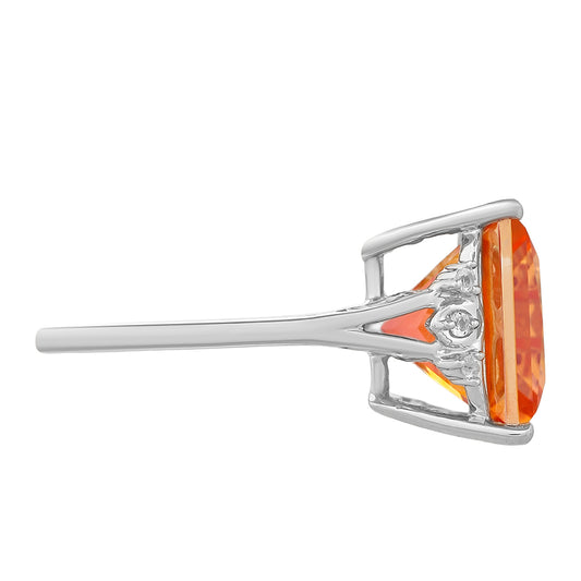 Inel din Argint 925 ( 3.61 grame ) cu Cuarț Padparadscha și Topaz Alb 7.96 Carate