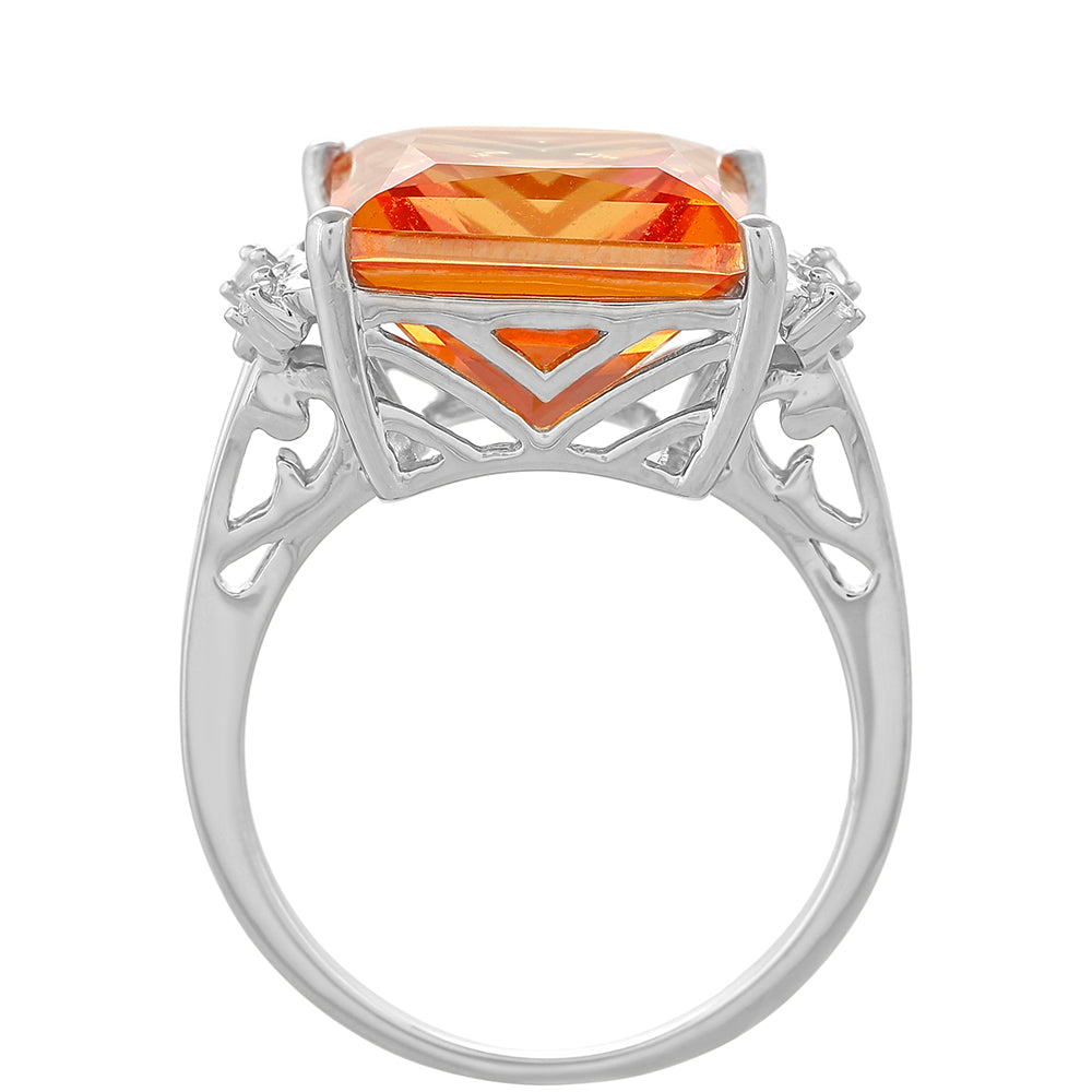 Inel din Argint 925 ( 3.61 grame ) cu Cuarț Padparadscha și Topaz Alb 7.96 Carate 4 
