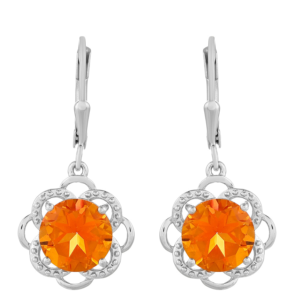 Cercei din Argint 925 ( 2.97 grame ) cu Cuarț Padparadscha 5.16 Carate 1 