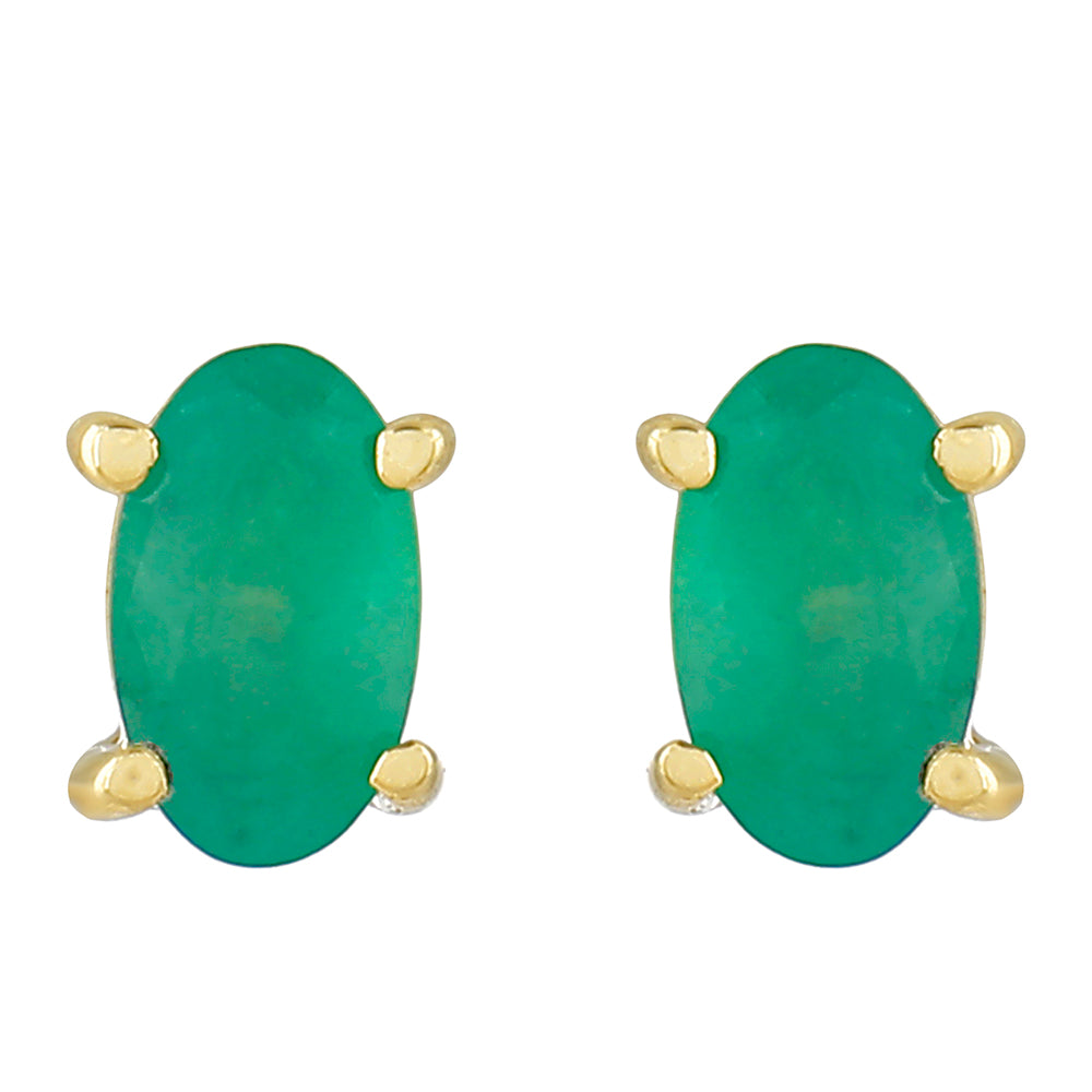 Cercei din Aur de 9K ( 0.85 grame ) cu Smarald Brazilian 0.46 Carate 1 