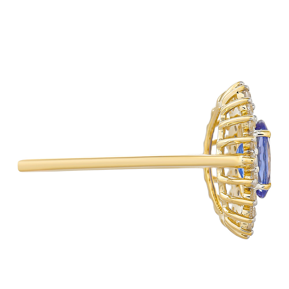 Inel din Aur de 9K ( 1.83 grame ) cu Tanzanit AAA și Zircon Natural 1.43 Carate