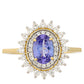 Inel din Aur de 9K ( 1.83 grame ) cu Tanzanit AAA și Zircon Natural 1.43 Carate