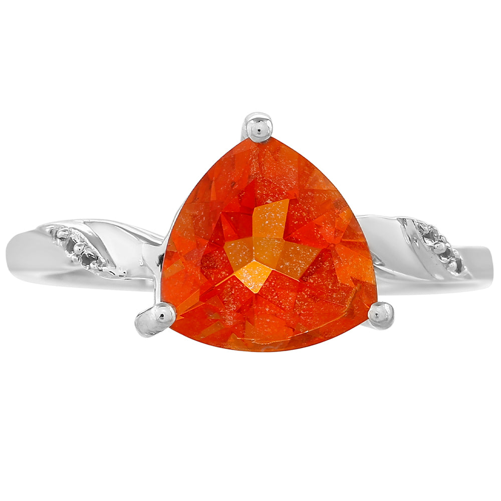 Inel din Argint 925 ( 2.32 grame ) cu Cuarț Padparadscha și Topaz Alb 2.03 Carate 1 
