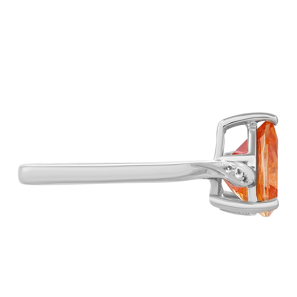 Inel din Argint 925 ( 2.32 grame ) cu Cuarț Padparadscha și Topaz Alb 2.03 Carate 2 
