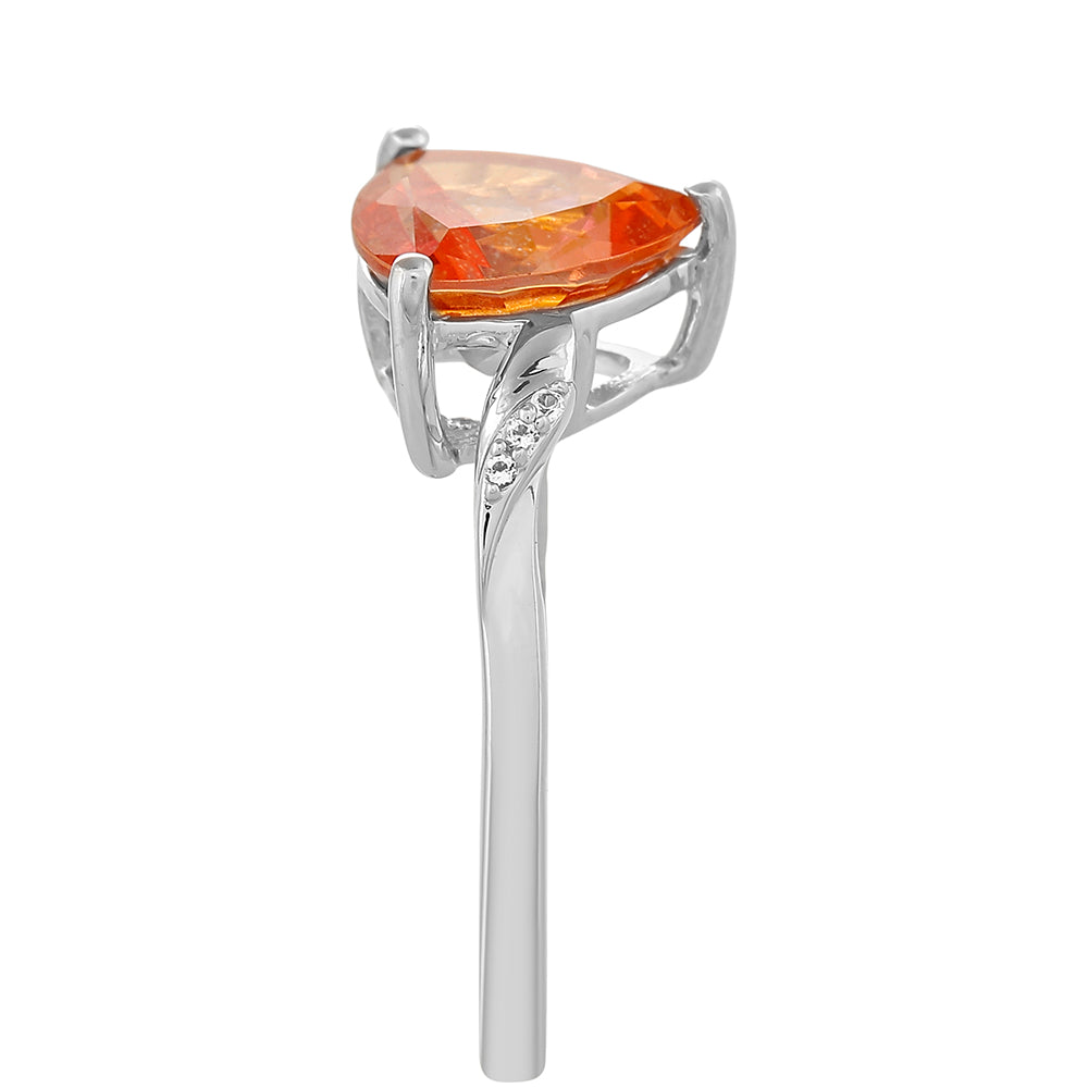 Inel din Argint 925 ( 2.32 grame ) cu Cuarț Padparadscha și Topaz Alb 2.03 Carate 3 