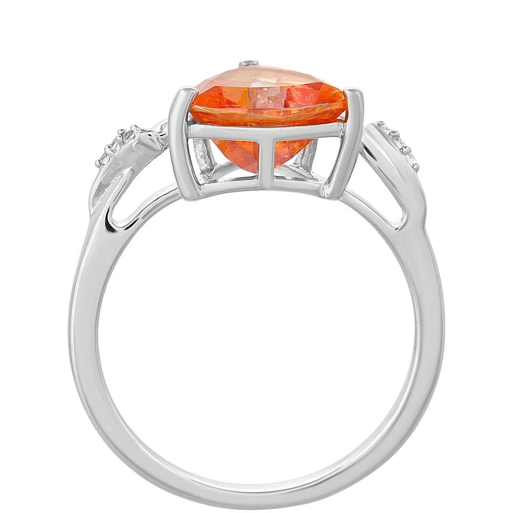 Inel din Argint 925 ( 2.32 grame ) cu Cuarț Padparadscha și Topaz Alb 2.03 Carate