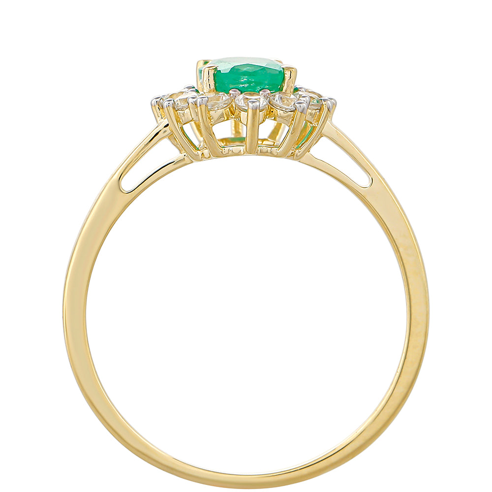 Inel din Aur de 9K ( 1.54 grame ) cu Smarald Brazilian și Zircon Natural 1.14 Carate