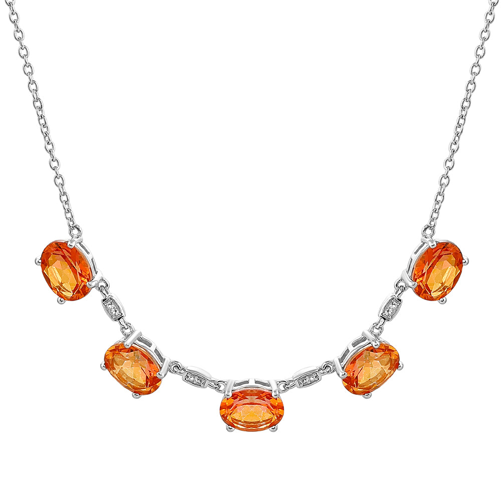 Colier din Argint 925 ( 5.59 grame ) cu Cuarț Padparadscha și Topaz Alb 9.1 Carate 1 