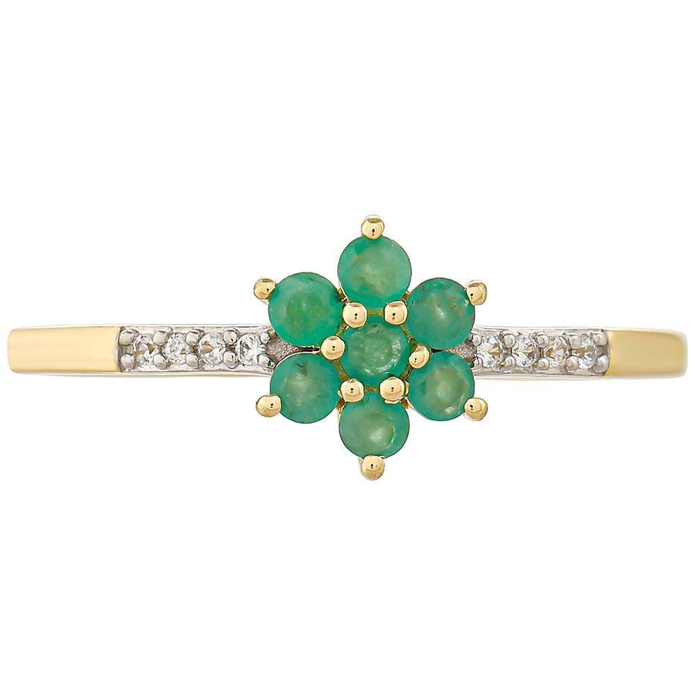 Inel din Aur de 9K ( 1.37 grame ) cu Smarald Brazilian și Zircon Natural 0.3 Carate 1 