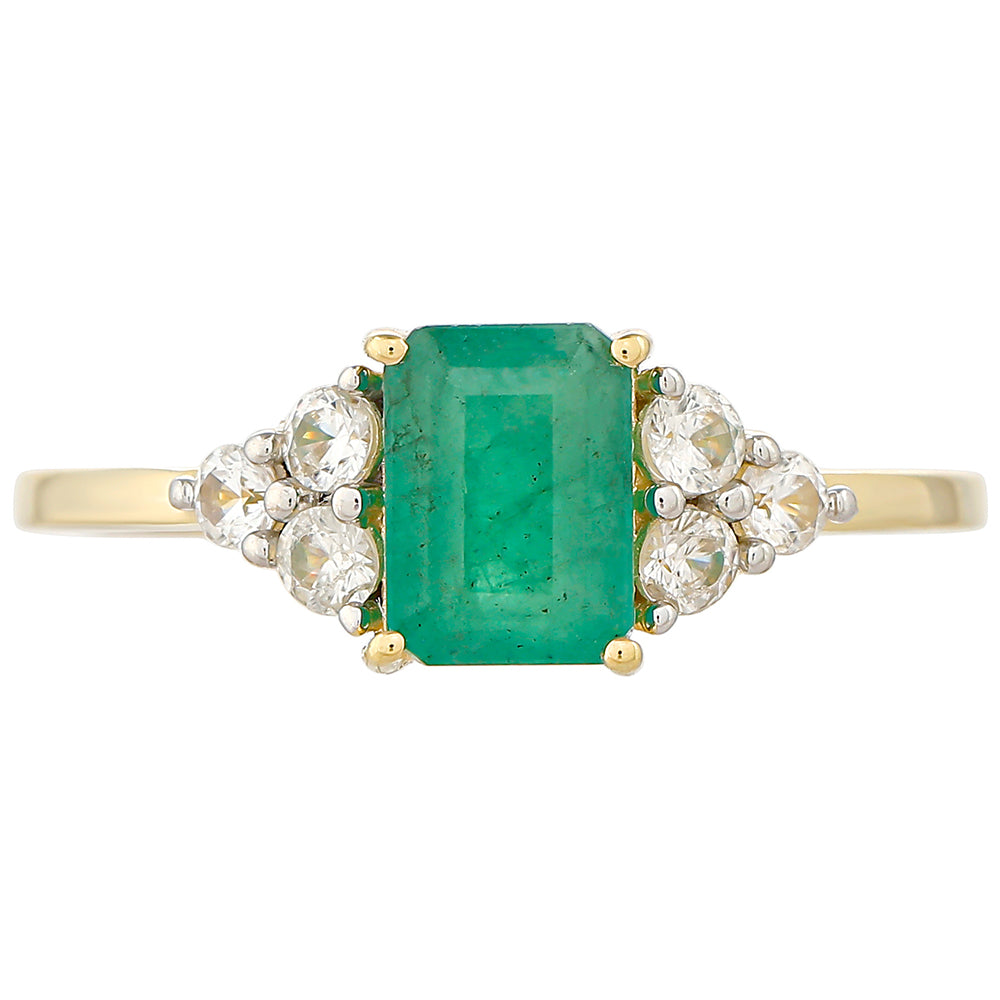 Inel din Aur de 9K ( 1.63 grame ) cu Smarald Brazilian și Zircon Natural 1.53 Carate 1 