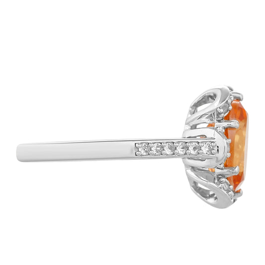 Inel din Argint 925 ( 3.19 grame ) cu Cuarț Padparadscha și Topaz Alb 2.6 Carate