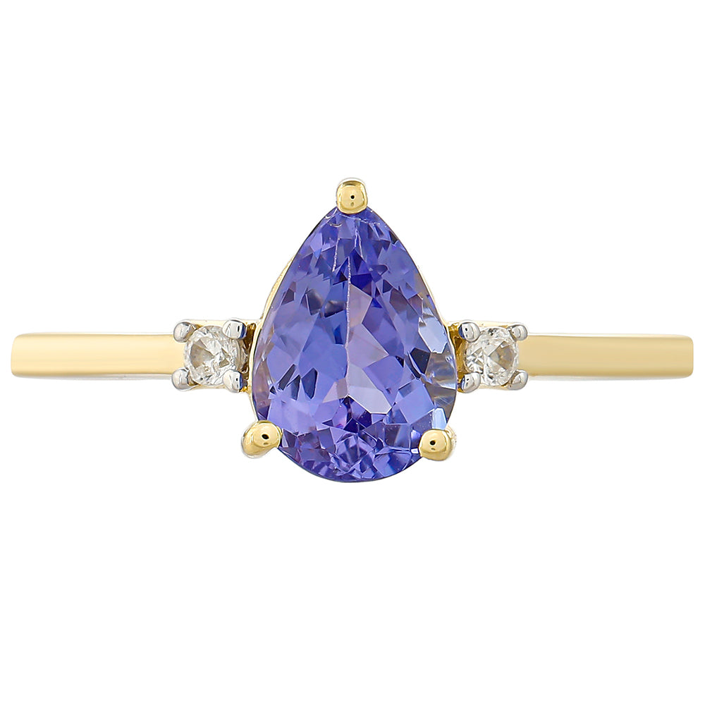 Inel din Aur de 9K ( 1.48 grame ) cu Tanzanit AAA și Zircon Natural 1.07 Carate